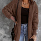 Open Front Hooded Faux Fur Outwear with Pockets