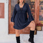 Plus Size Tie Front V-Neck Flare Sleeve Dress