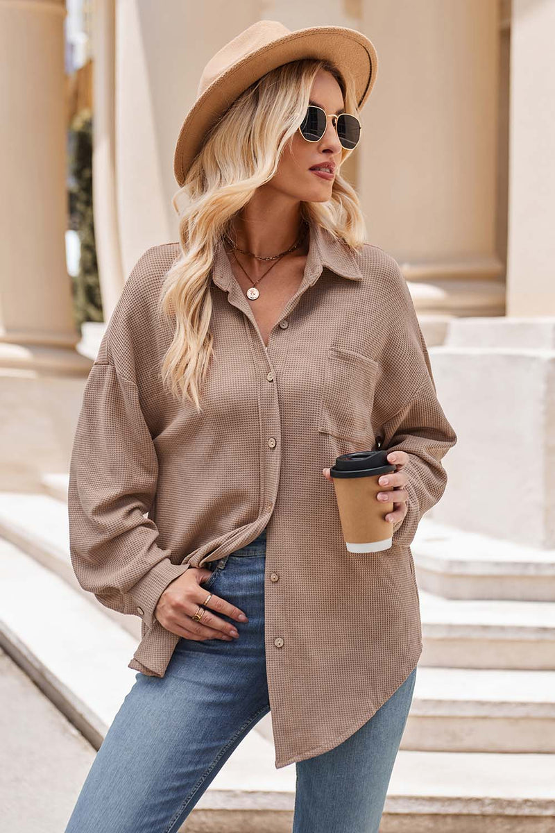 Mandy Collared Neck Dropped Shoulder Shirt