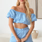 Le Lis Off Shoulder Crop Top and High Waist Shorts Set