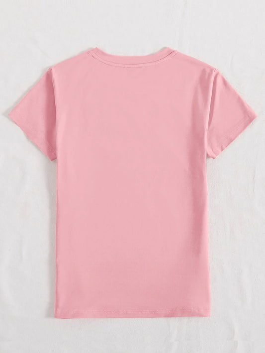 Sequin Rabbit Round Neck Short Sleeve T-Shirt