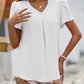 Mandy Ruche V-Neck Petal Sleeve Top