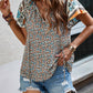 Tied Printed Short Sleeve Blouse