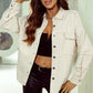 Studded Button Up Collared Neck Denim Jacket