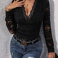 Perfee Lace Plunge Long Sleeve Bodysuit