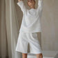 Round Neck Long Sleeve Top and Shorts Set