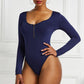 Half Zip Scoop Neck Long Sleeve Bodysuit