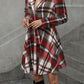 Plaid Tie Waist Long Sleeve Outerwear