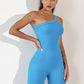 Asymmetrical Neck Wide Strap Active Romper