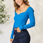 Culture Code Full Size Ribbed Sweetheart Neck Knit Top