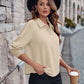 Collared Neck Raglan Sleeve Buttoned Blouse