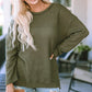 Waffle-Knit Round Neck Long Sleeve Sweatshirt