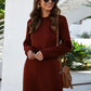 Round Neck Long Sleeve Mini Dress with Pockets