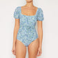 Marina West Swim Salty Air Puff Sleeve One-Piece in Blue