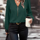 Zip Up Long Sleeve Blouse