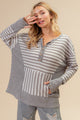 BiBi Striped Thumbhole Long Sleeve Top Grey