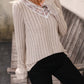 Lace Detail V-Neck Long Sleeve T-Shirt