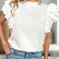 Ruffled Mock Neck Cap Sleeve Blouse