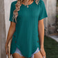 Mandy Decorative Button Round Neck Short Sleeve Blouse