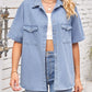 Collared Neck Short Sleeve Denim Jacket