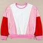 Striped Color Block Round Neck Long Sleeve Sweatshirt