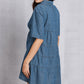 Button Up Collared Neck Tiered Denim Dress