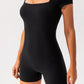 Square Neck Cap Sleeve Active Romper