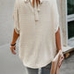 Swiss Dot Mock Neck Half Sleeve Blouse