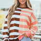 Striped Round Neck Long Sleeve Sweatshirt