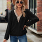 Swiss Dot V-Neck Long Sleeve Blouse