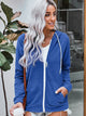 Drawstring Zip Up Hooded Jacket Royal Blue