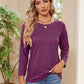 Round Neck Long Sleeve Drop Shoulder Blouse