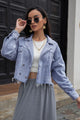 Lapel Collar Long Sleeve Denim Jacket Light