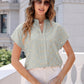 Printed Notched Short Sleeve Blouse