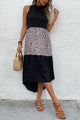 Leopard Contrast Sleeveless Maxi Dress Black Leopard