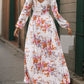 Slit Printed Surplice Long Sleeve Maxi Dress