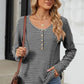 Striped Half Button Long Sleeve T-Shirt