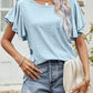 Round Neck Flutter Sleeve Blouse