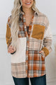 Plaid Button Up Long Sleeve Shacket Sherbet