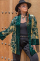 Plus Size Open Front Bohemian Style Long Sleeve Cardigan Dark Green