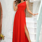 One-Shoulder Split Maxi Dress