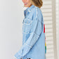 PEACE Raw Hem Dropped Shoulder Denim Top