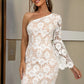 One-Shoulder Flare Sleeve Lace Dress