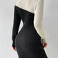 Contrast Turtleneck Sweater Dress