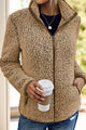 Pocketed Zip Up Turtleneck Jacket Camel