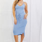 Capella Flatter Me Full Size Ribbed Front Tie Midi Dress in Pastel Blue