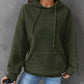 Textured Drawstring Drop Shoulder Hoodie