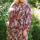 Plus Size Printed Round Neck Long Sleeve Mini Dress