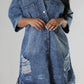 Distressed Raw Hem Button Up Denim Dress