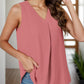 Full Size Ruched V-Neck Tank